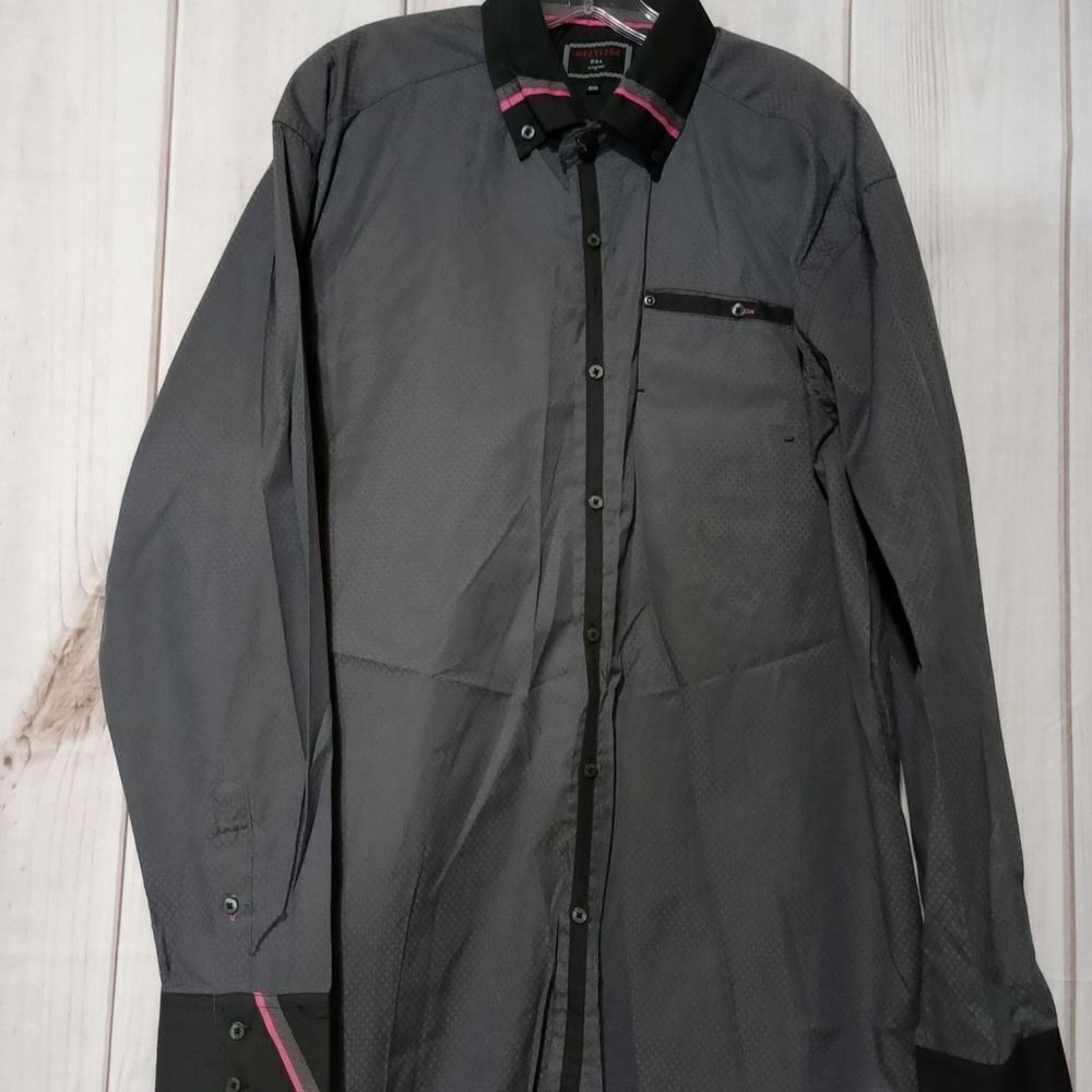 Mezitizos Shirt Men's 3xl‎ Gray Pink Long sleeve